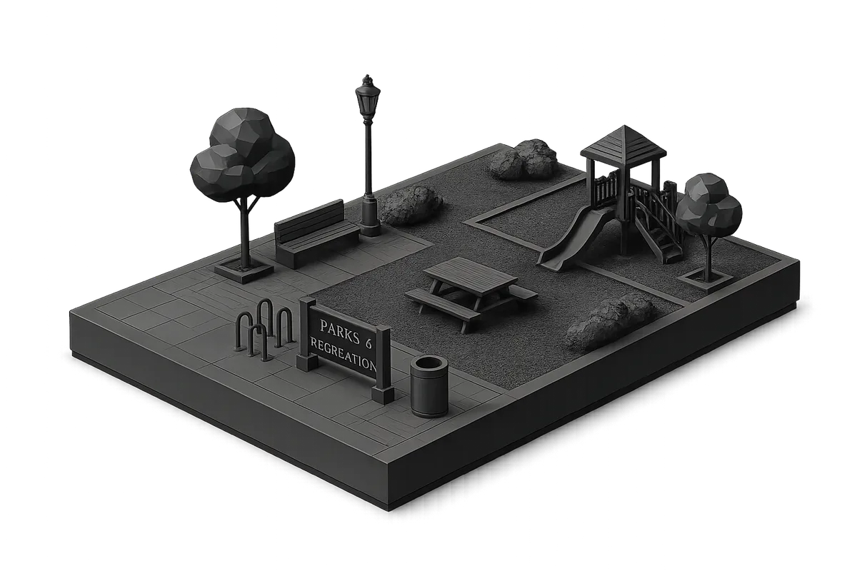 Park with playground and trees